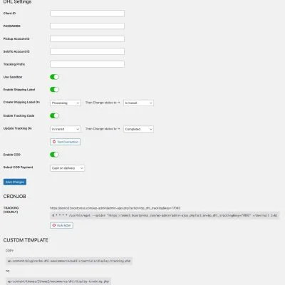 DHL X Woocommerce Setting page